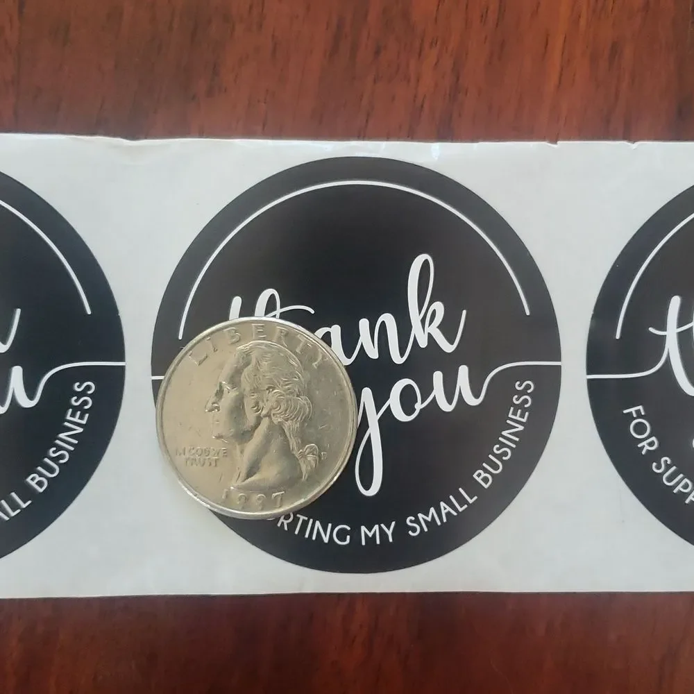 3/$15 Set of 50 THANK YOU STICKERS Black White Large 2